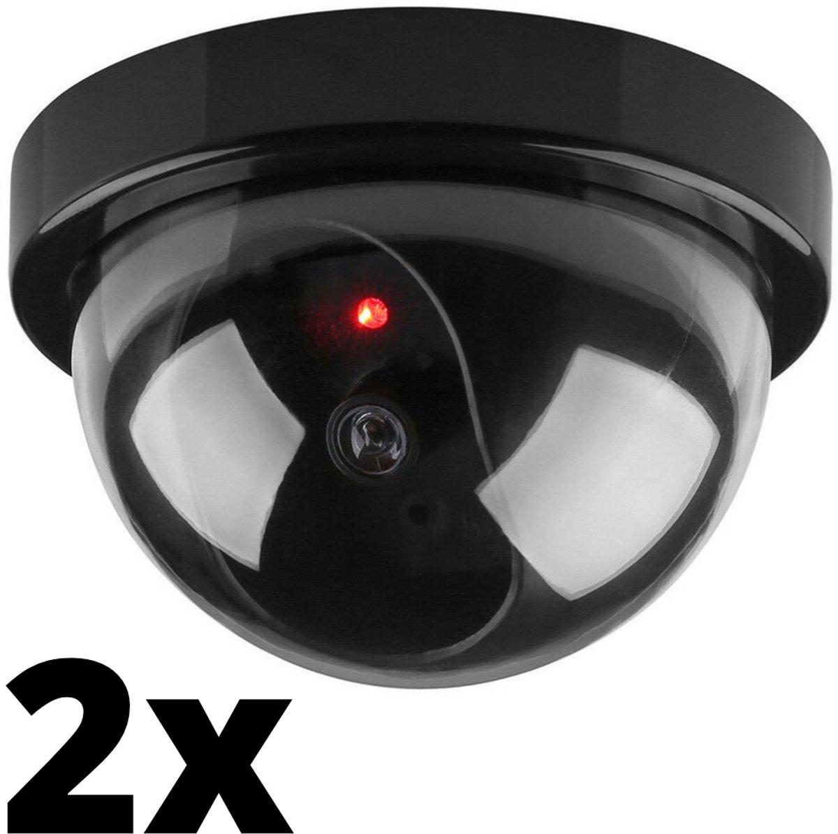Dummy Camera - 2 STUKS - Beveiliging buiten en binnen - Beveiligingscamera - Met LED indicator - Nep camera - Dummy Bewakingscamera 35W - Rond - Zwart - Camera (2)