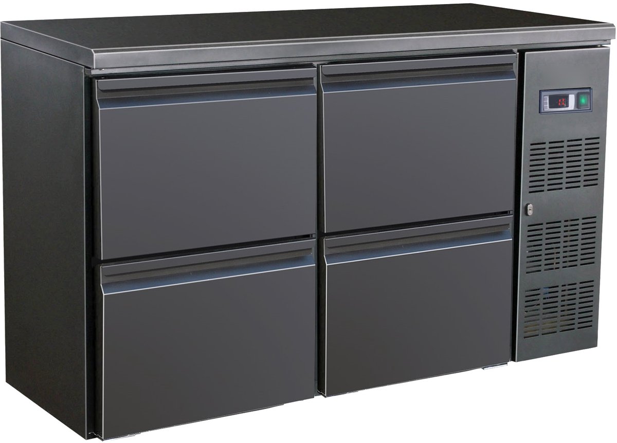 CombiSteel Barkoelkast - 350L - Zwart - 0°C/+10°C - Geforceerd - 4 Laden - 1462x513x860mm - Horeca Koelkast