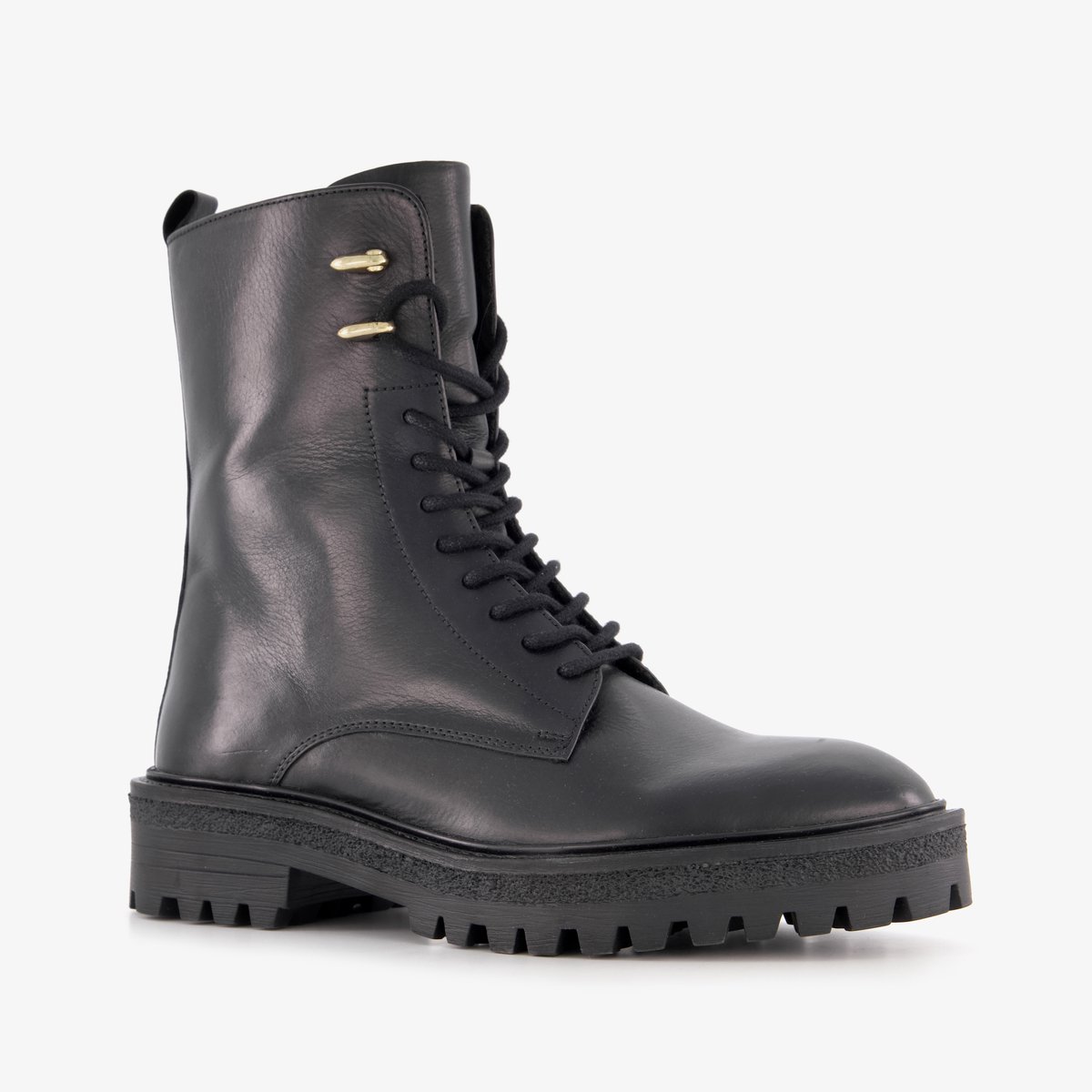 Harper leren dames veterboots zwart - Maat 39