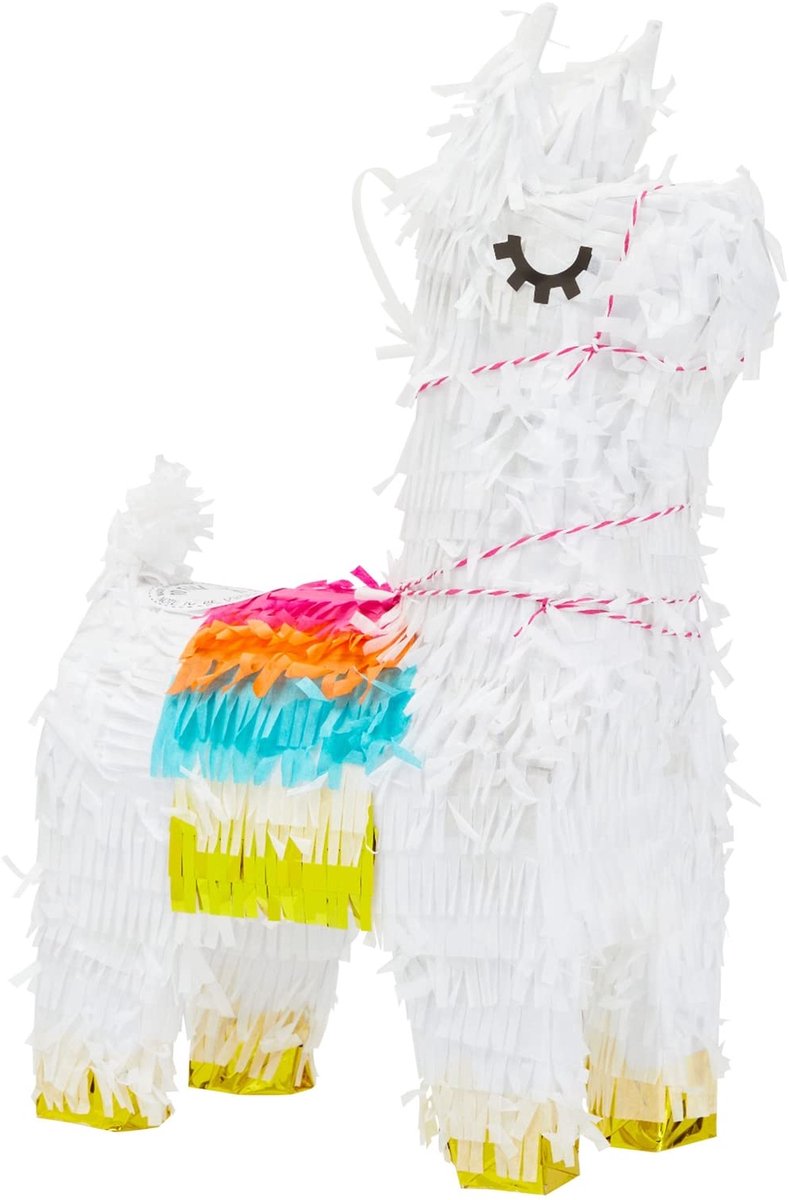 Lama PiÃ±ata - Klein 8,5 x 15 x 4,5 inch - Wit Golfpapier - Eenvoudig te Vullen voor Fiesta Party Decoratie