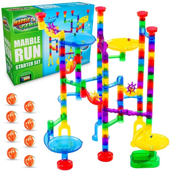 Marble Run 130 Stukken - Doolhofbaan met 80 Doorshijnende Stukken en 50 Glazen Knikkers