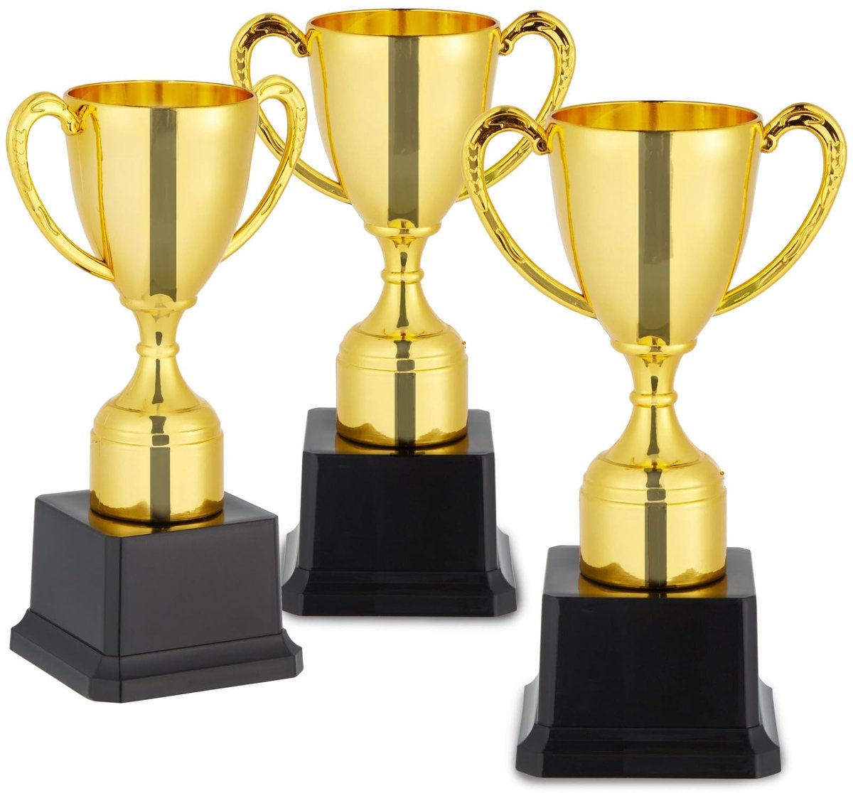 Grote Golden Cup TrofeeÃ«n 3-Pack - Goud - Ideaal Voor Evenementen en Competities - 10,8 x 7,4 x 17,7 cm