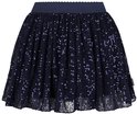 Donkerblauwe rok met glinsterende pailletten en een elastische tailleband.
