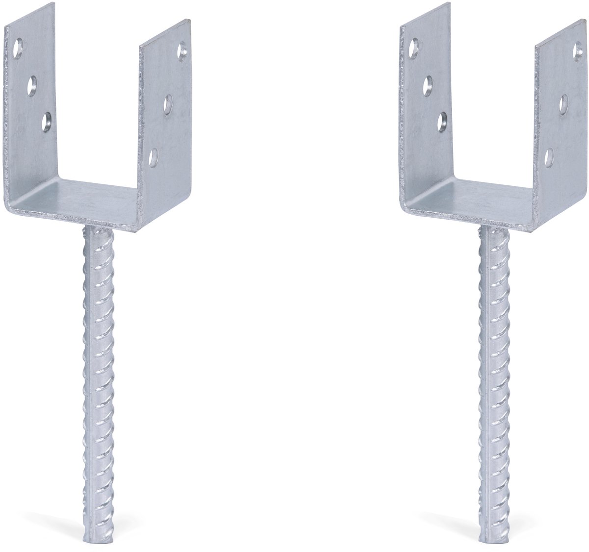 Alberts 2 x U-paaldrager mit Riffelstahl-betonanker, 81x104 mm, betonanker 200 mm, thermisch verzinkt, voor inbetonneren