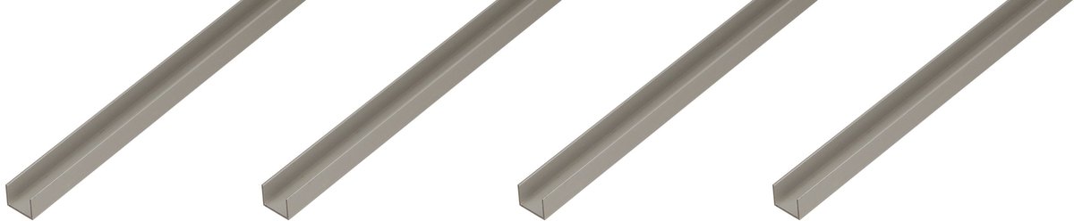 Alberts 4 x U-Profil speziell für Spanplatten, 15 x 22 x 15 x 1,5 mm, lengte 1 m, Aluminium, zilverkleurig geanodiseerd