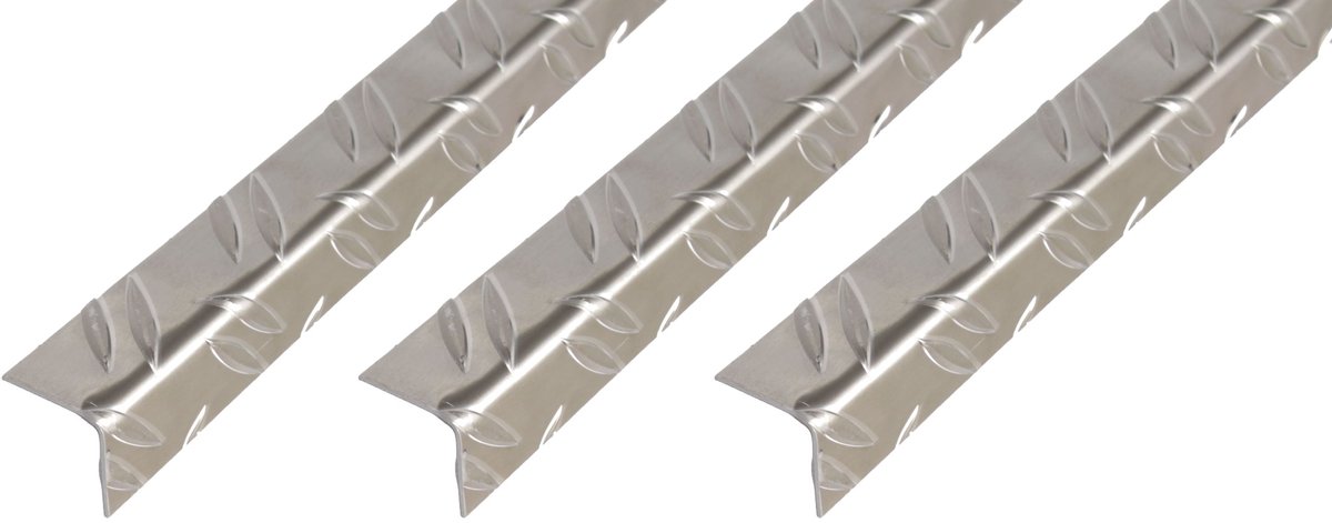 Alberts 3 x hoekprofiel, geriffelt, Aluminium, blank, 23,5 x 23,5 x 1,5 mm, lengte 2 m