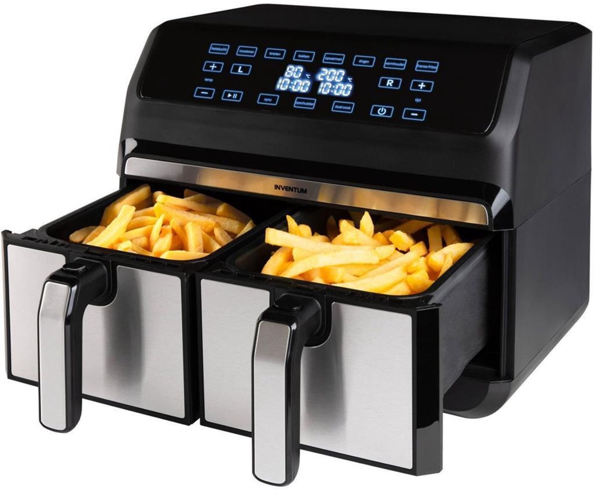 Inventum GF800HLD Dubbele Airfryer XXL - 8L - Dual Cook - Grill- & roosterfunctie - 8 programma's - 80-200 °C - PFAS-vrij - Tot 6 personen - Zwart/RVS — afbeelding 7