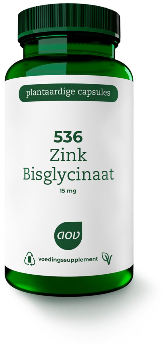 AOV - 536 Zink Bisglycinaat 15mg - 2 x 120 vegacapsules - Voordeelverpakking