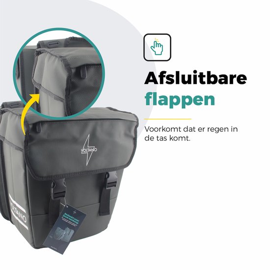 Voltano Dubbele Fietstas 40L Afgeschuind - Intense Green - 100% Waterdichte Fietstassen - Fietstassen Elektrische Fietsen
