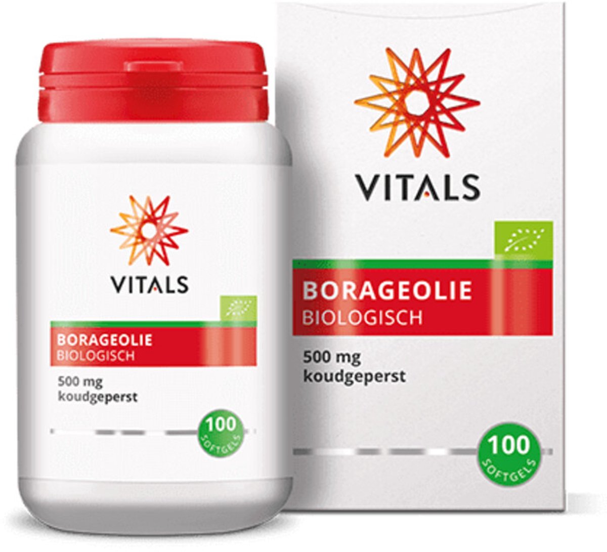 Vitals - Borageolie Biologisch - 2 x 100 softgels - Voordeelverpakking