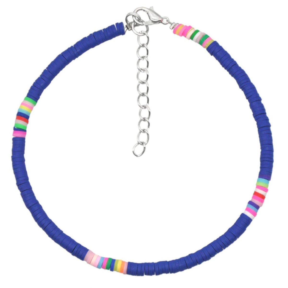 Vrolijke Enkelband met 4mm Kralen - Donkerblauw