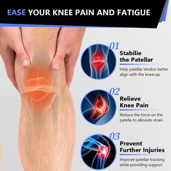 Set van 2 verstelbare kniebeschermers voor patella, meniscussteun en bandjes, ideaal voor sport, hardlopen en dagelijks gebruik — afbeelding 4