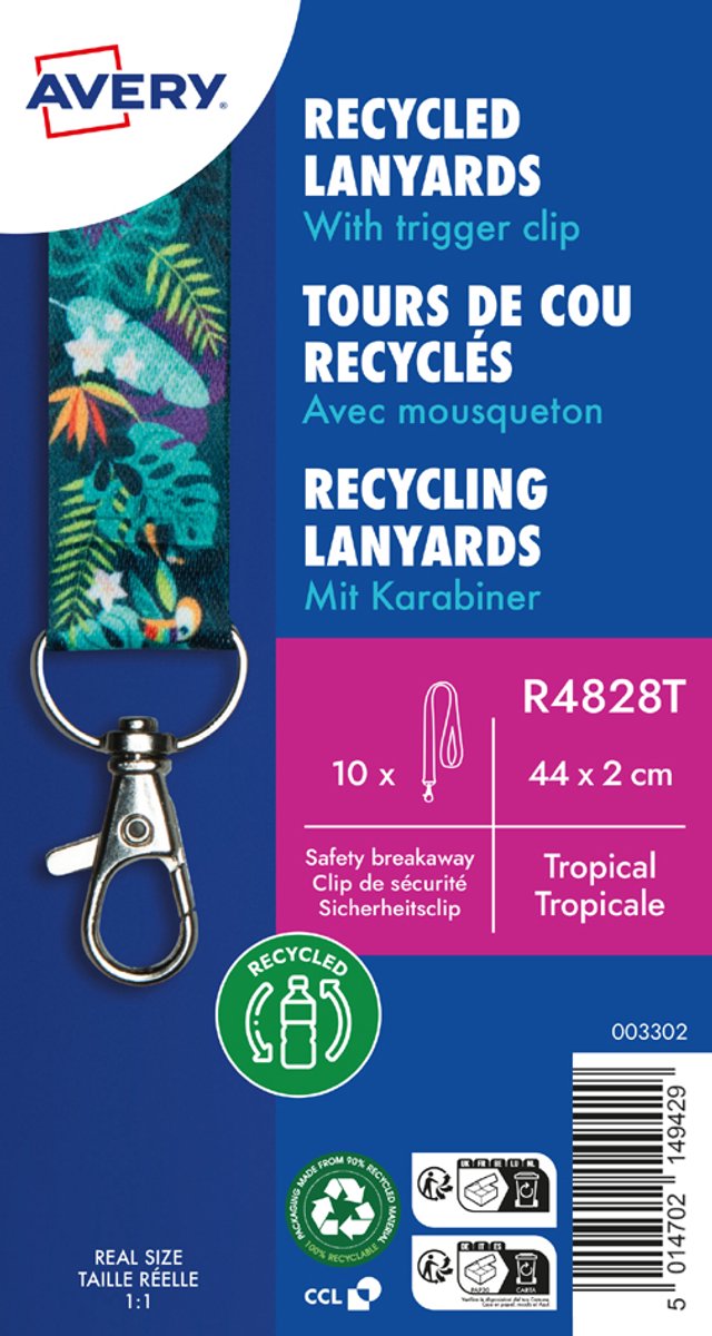 AVERY textiellint keycords rPET 'tropical', 20 x 440 mm