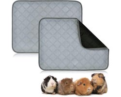 Wasbare Cavia Plasmatten - 2 Stuks (60x45 cm) - Lichtgrijs Fleece - Super Absorberend + Waterdicht - Voor Konijnen/Knaagdieren