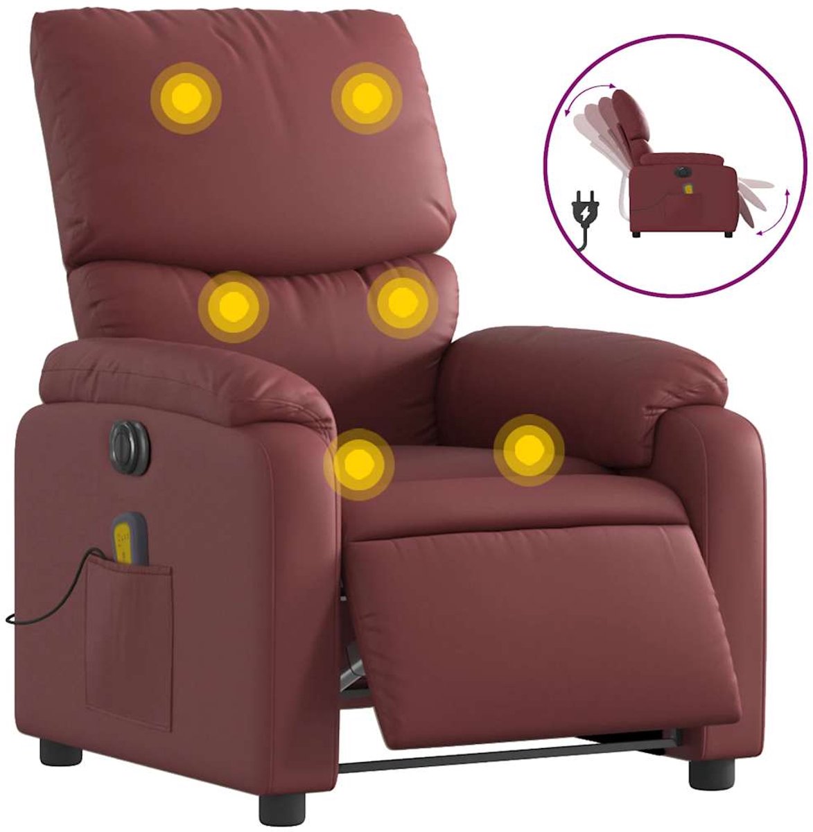 vidaXL Massagestoel - verstelbaar - elektrisch - kunstleer - wijnrood