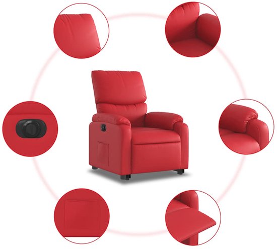 Fauteuil électrique debout en cuir artificiel rouge