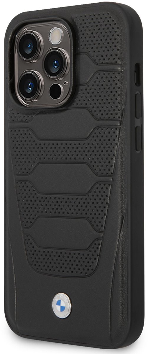 BMW Leather Seats Pattern Back Case - Geschikt voor Apple iPhone 14 Pro Max (6.7") - Zwart