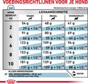 Voedingsrichtlijnen voor honden, met gewicht, lichaamsconditie en voerhoeveelheden.