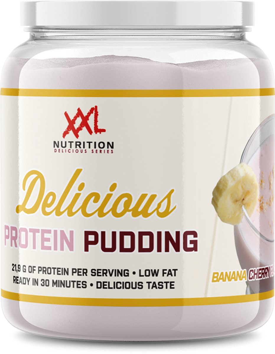 XXL Nutrition - Delicious Protein Pudding - Eiwitrijke Snack & Dessert - ProteĂŻne: 22 Gram - Banaan Kers - 440 Gram
