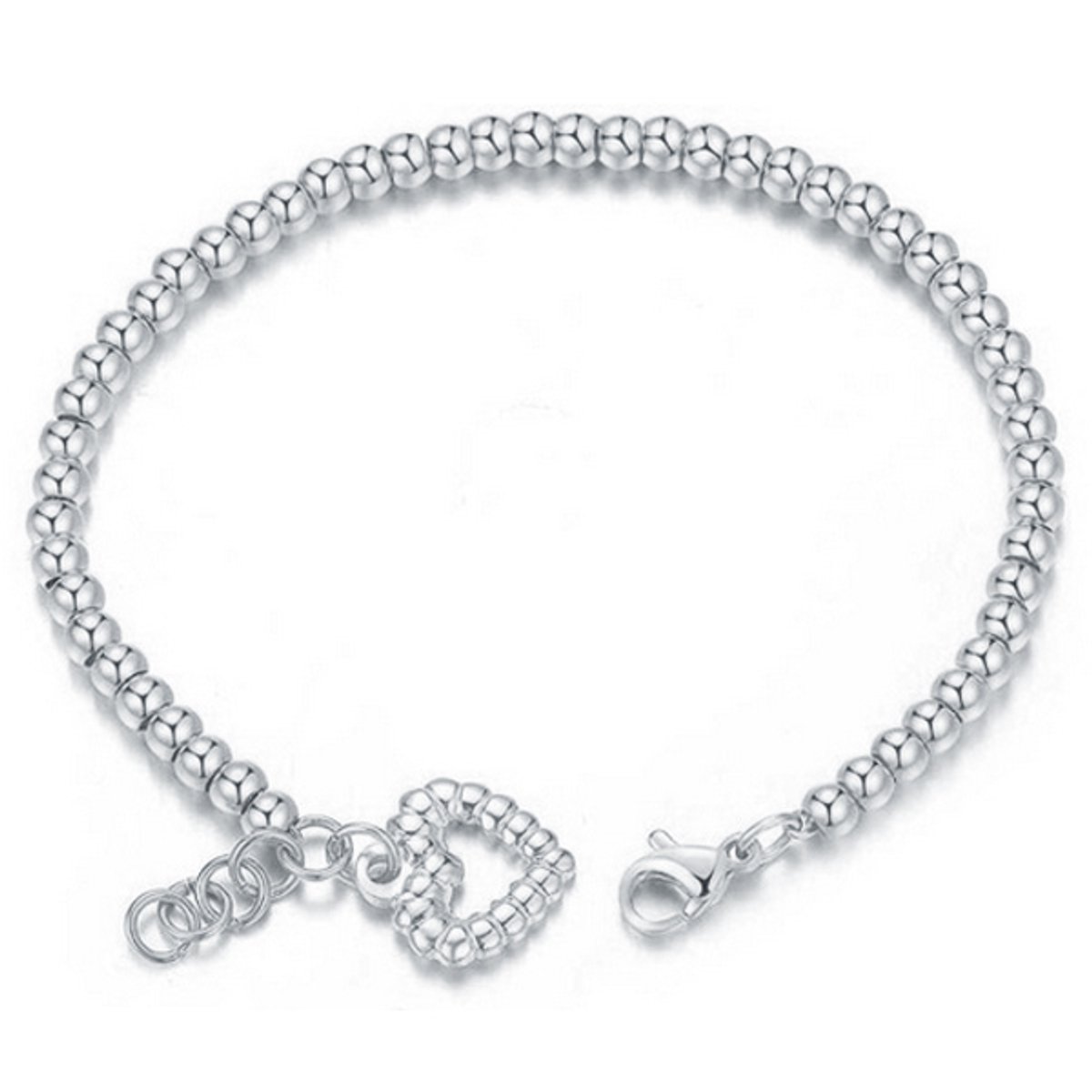 Cilla Jewels Dames Armband Kraalvormig met Hart Zilver