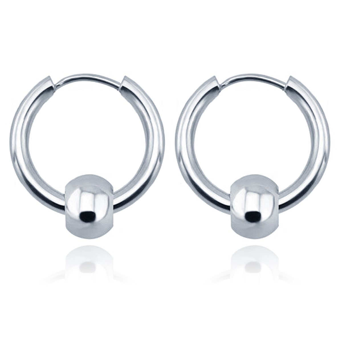 Stalen oorringen Flexible Bead Silver-24mm