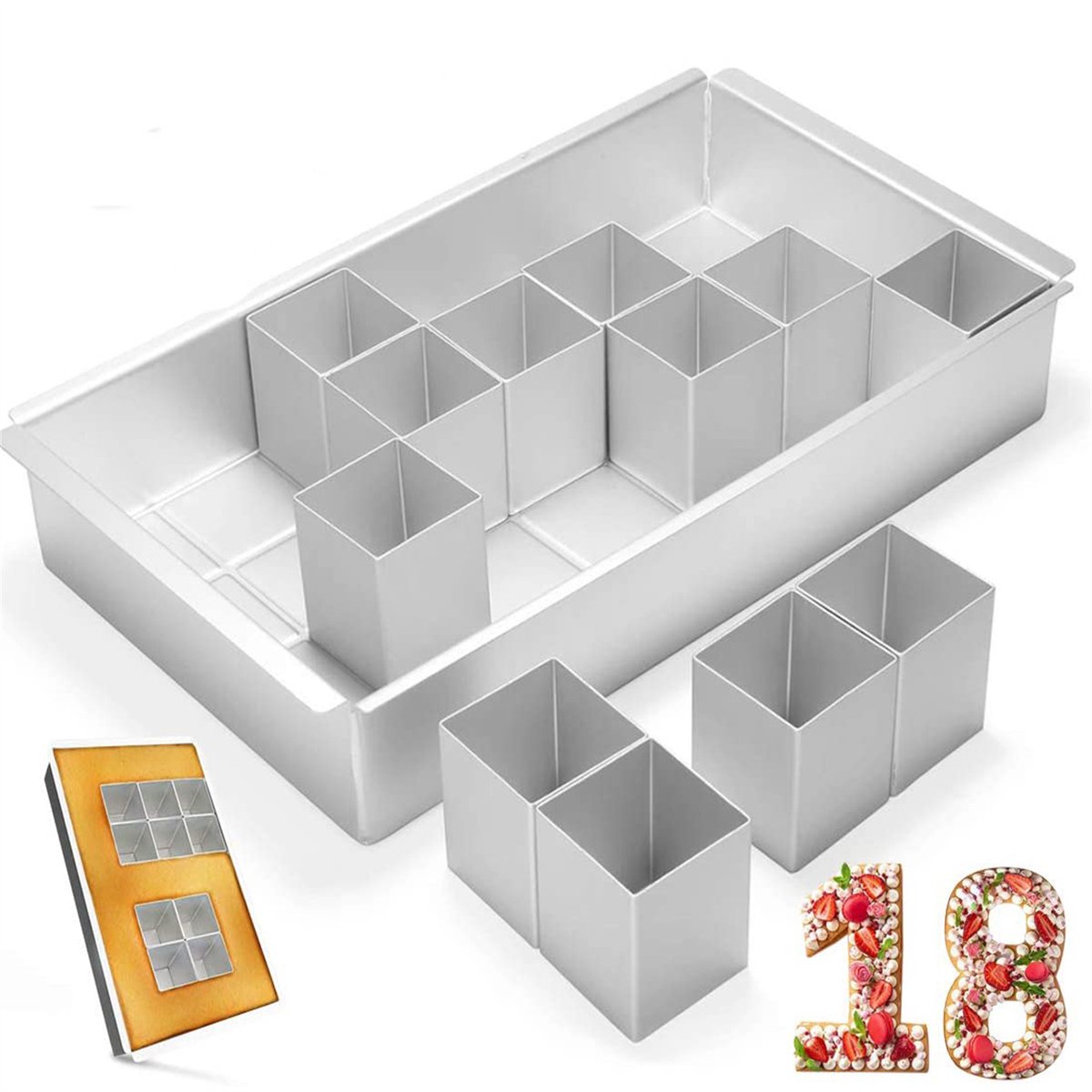 Peysaitr - Cakevorm - Aluminium cijfers & letters - DIY bakvorm - Digitale activiteitencakevorm - Voor verjaardag, huwelijk, jubileum - 31,8x18,2x5,6 cm - Zilver