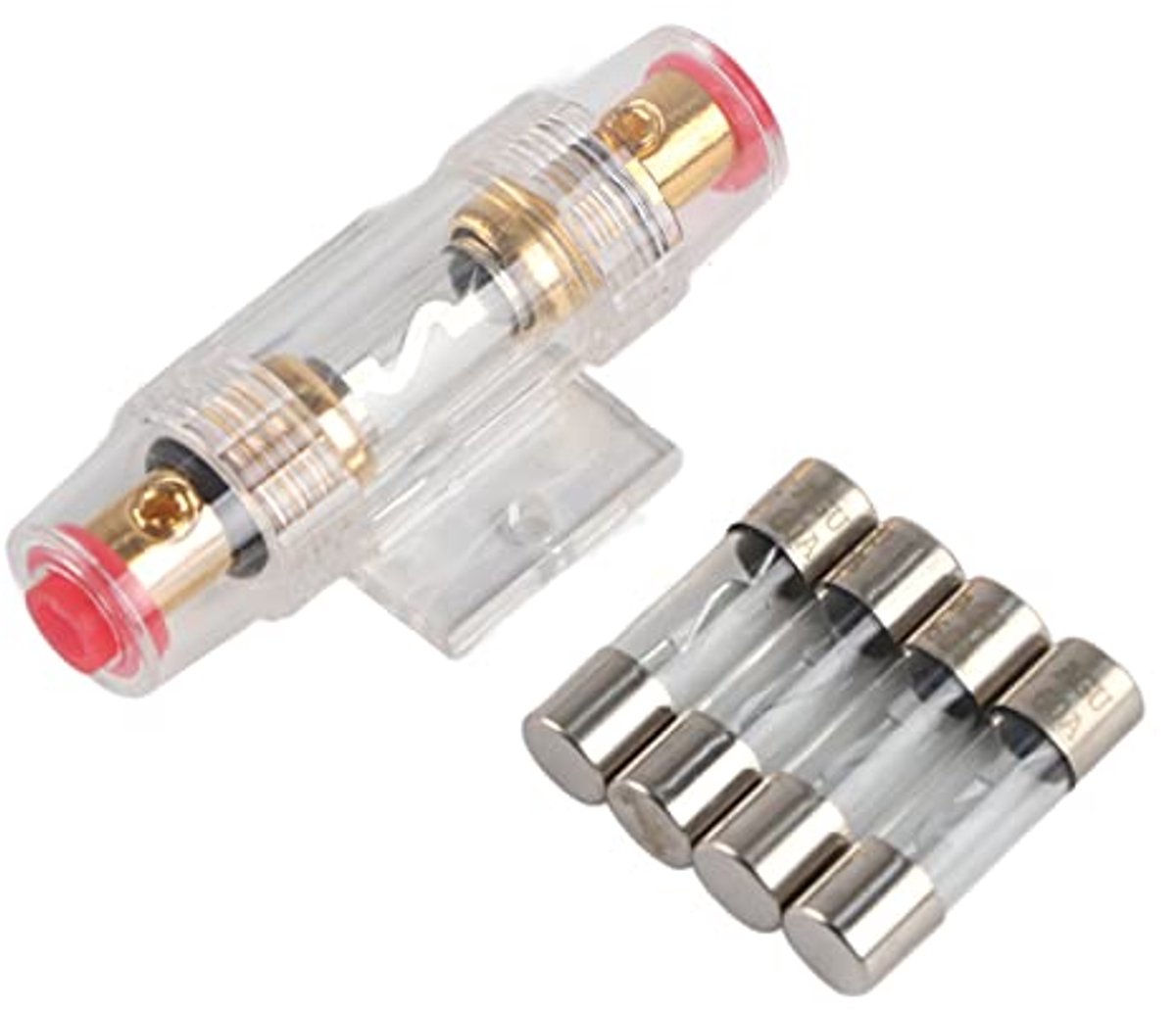 AGU-zekeringhouder voor autostereo - 4 stuks 60A - inline uitvoering met 8 gauge draad