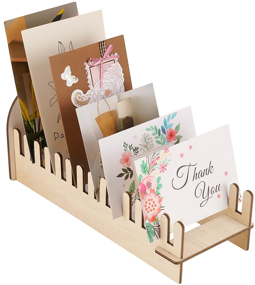 PH PandaHall Houten Groetekaart Houder - 14 Slots - Compact Design voor Thuis en Kantoor
