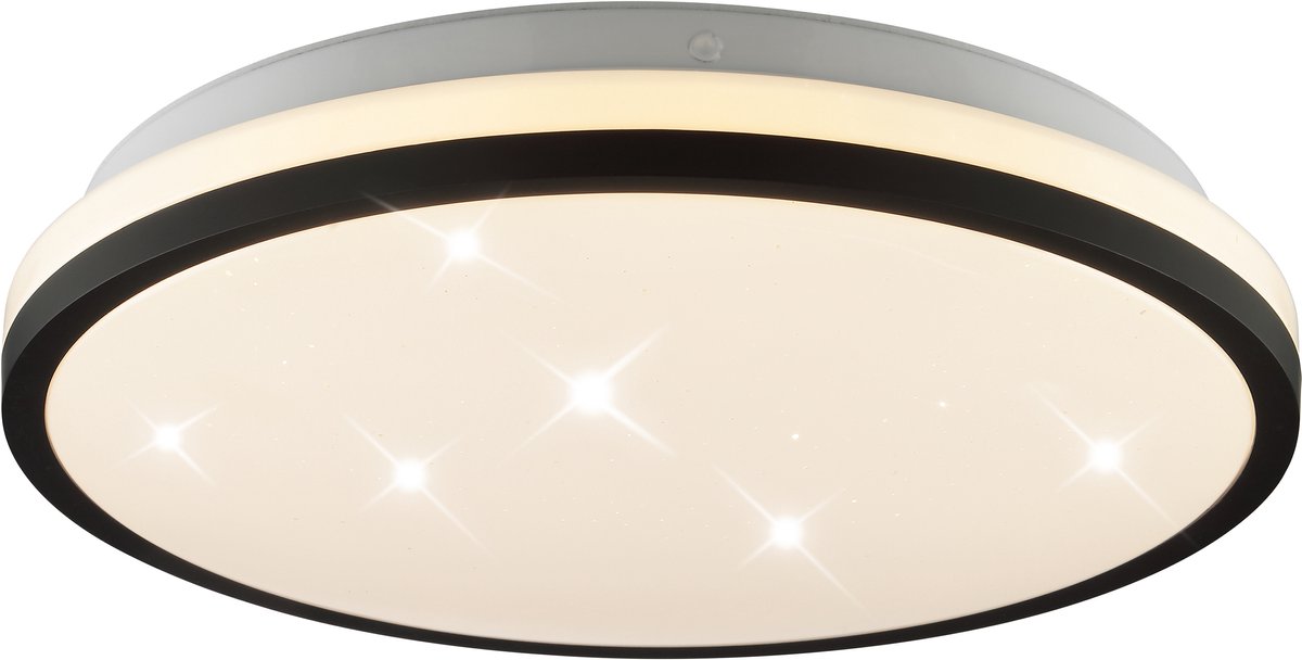 Brilliant taya - plafondlamp - ø 28 cm - led 12w - 1600lm - 2700k/4000k/6500k - ip44 - zwart/wit