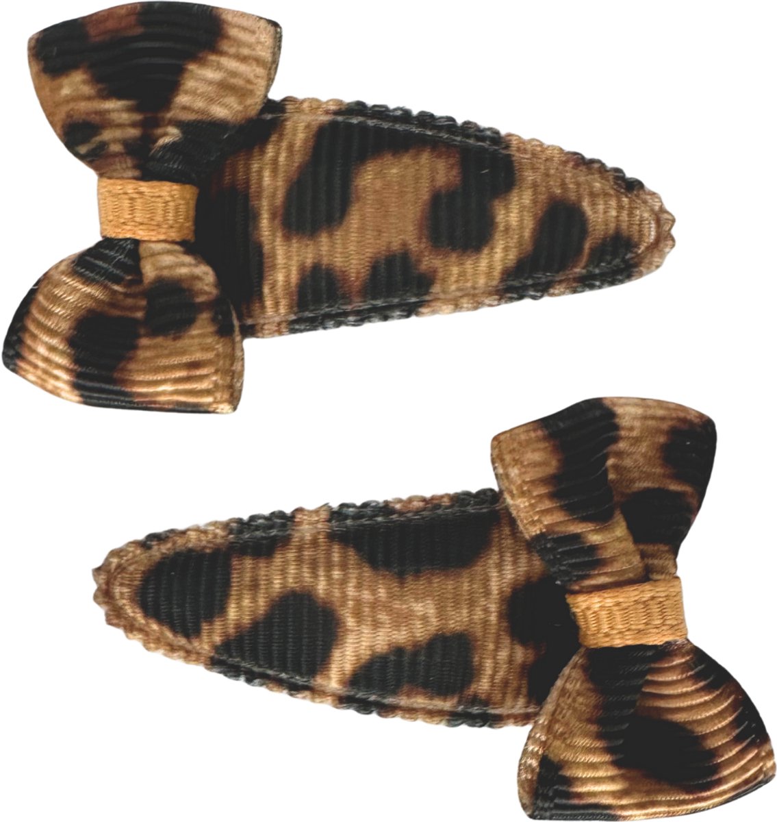 Baby haarspeldjes met strik - leopard