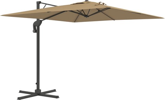 Parasol déporté - Parasol suspendu - Parasol de jardin - Parasol de terrasse - Toile de parasol - Rotatif à 360° avec système hydraulique - Polyester résistant aux UV 3x2,6m avec cadre en aluminium