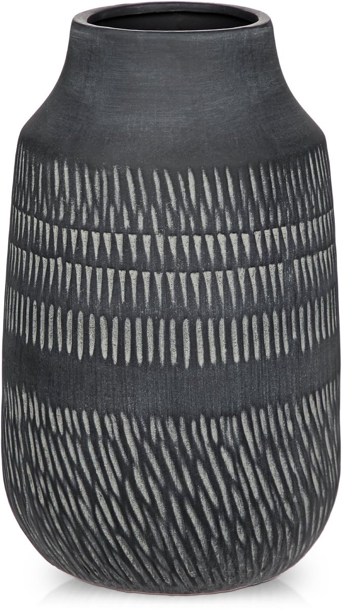 Vaas Zwart Keramiek 27 cm Hoog - Moderne Scandinavische Vazen Decoratie voor Woonkamer, Dr