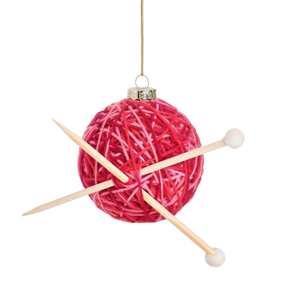 Kerstbal met knoopdetail en woltextuur van Sass & Belle.