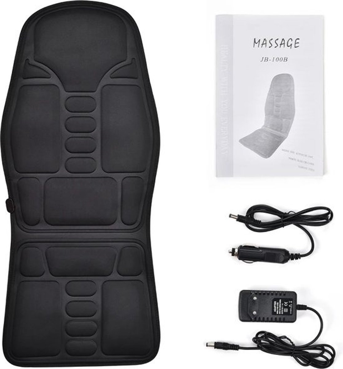 QPFO® Elektrisch Massage Stoelkussen - Verwarming en Vibratie - Rugmassage met Afstandsbediening - Stoel Pad voor Auto en Thuis - Lumbale Pijnverlichting