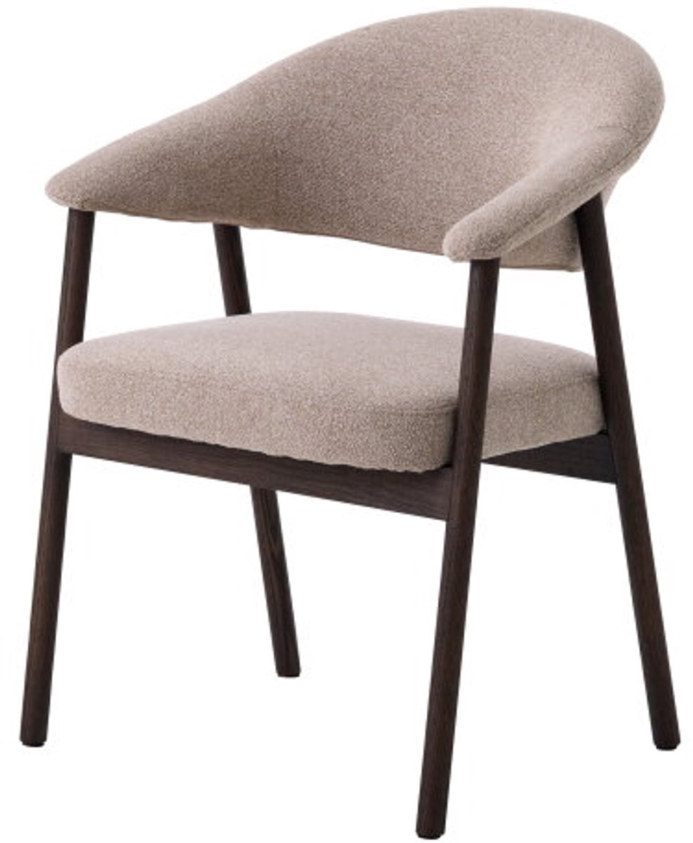 Eetkamerstoel Elk eiken Espresso - Sand - Japandi eetkamerstoel - eetkamerstoelen set van 2