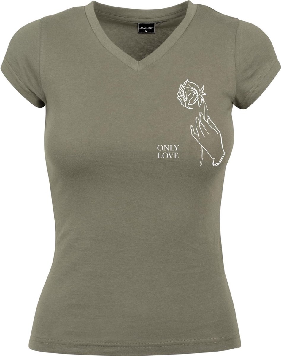 Mister Tee Only Love Dames T-shirt XL Olijfgroen