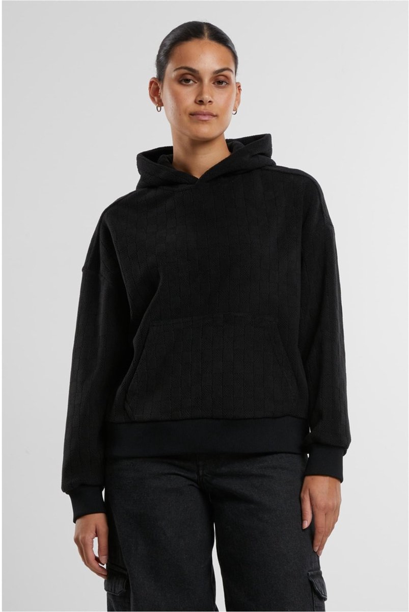 Urban Classics Jacquard Velvet Oversized Hoodie/trui XS Zwart