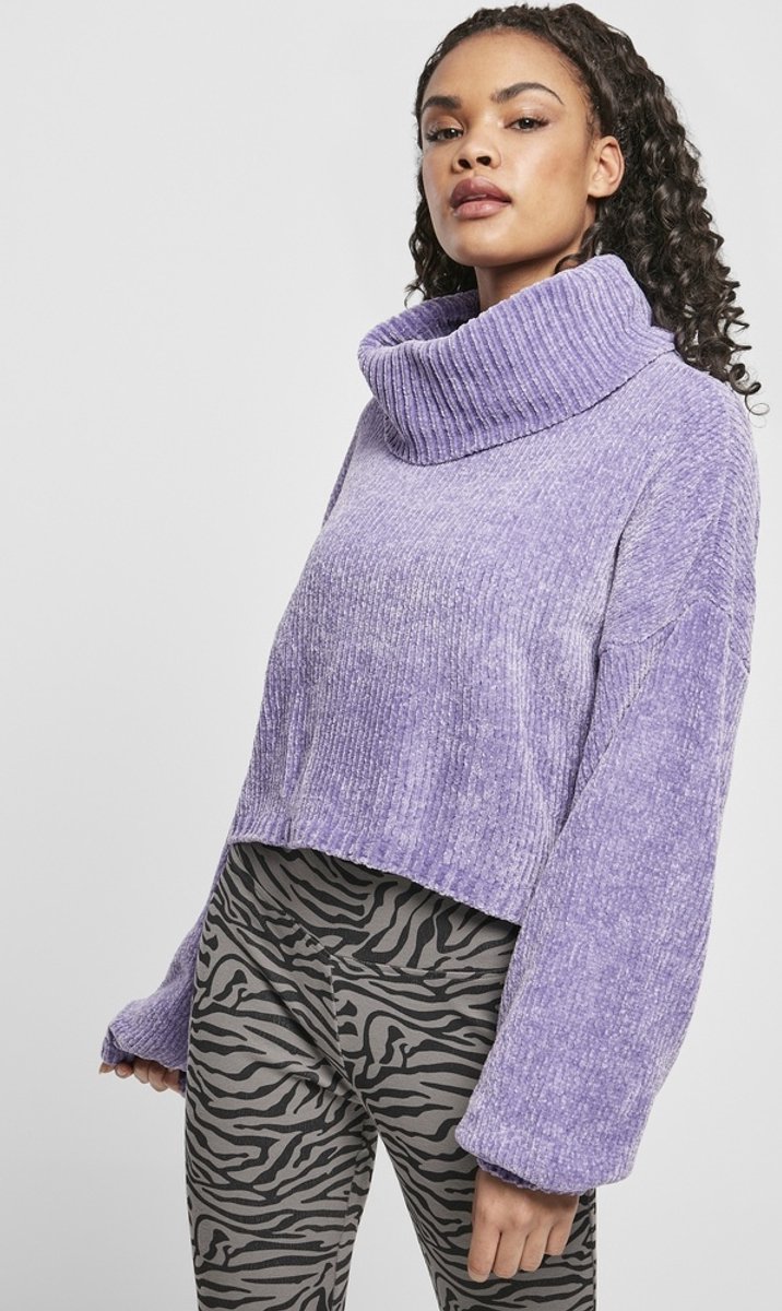 Urban Classics Short Chenille Turtleneck Sweater/trui L Paars