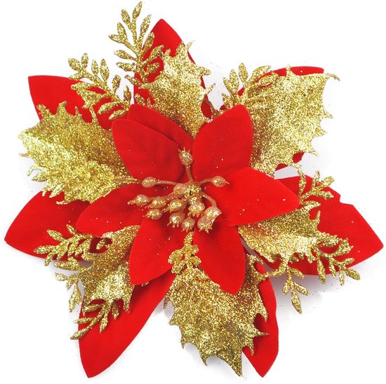 Kerst Bloemen Met Clip Glitter Wit