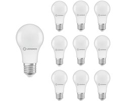 Ledvance LED Classic lamp A60 E27 - 9.4W 806lm 2700K 230V - Mat Glas - Ø60mm - LED Peerlamp - Vervanger 60W Gloeilamp - Geschikt voor Plafondlamp - 10 stuks