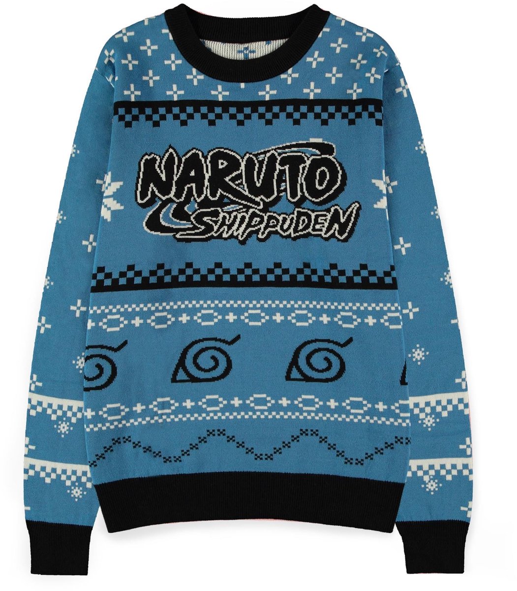 NARUTO Pullover Weihnachten - Anime Pullover für Jungen von 9-16 Jahren - Weihnachtspullover Kinder mit Rundhalsausschnitt (Schwarz/Gelb, 9-10 Jahre