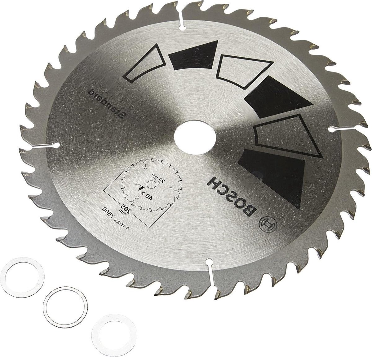 QPFO® Cirkelzaagblad 205 mm hout - 40 tanden ATB - Inclusief reduceerringen 20/18/16 mm