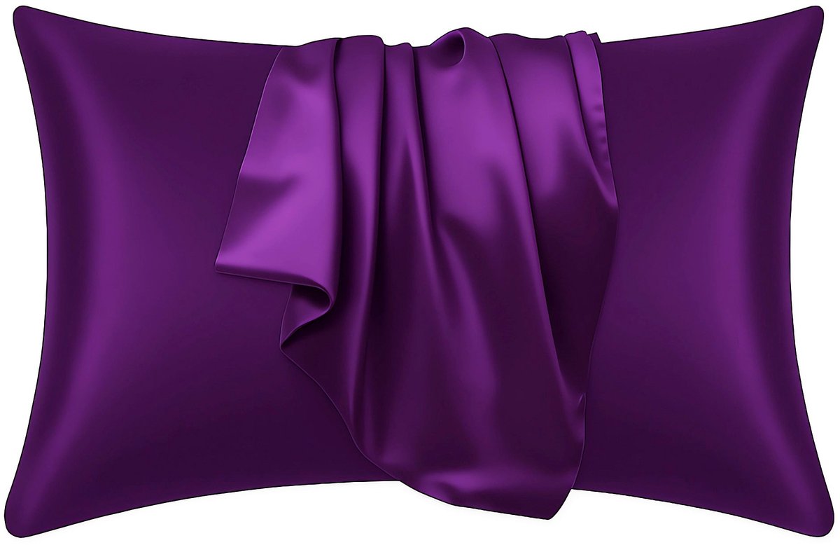 Satijnen kussensloop Paars 60 x 70 cm hoofdkussen formaat - AfricanFabs® Satin pillow case / Zijde zachte kussensloop van satijn (1 stuks)