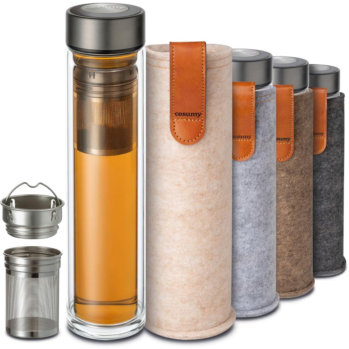 Dubbelwandige Theefles - Duurzaam Borosilicaatglas - 1 stuk - 500 ml