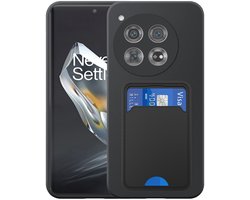 Geschikt voor OnePlus 12 Telefoonhoesje met TPU Pasjeshouder - Flexible Back Cover Case Siliconen TPU with Cardslot - Zwart - Smartphonica geschikt voor OnePlus 12