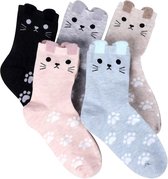 Fashion Sokken - 5 Paar - Maat 35-40 - Novelty Animal Socks - Dames sokken - Kleurrijke sokken met schattige kat - Casual katoenen sokken - Tieners - Vrouwen - Volwassenen - Leuk Sokken