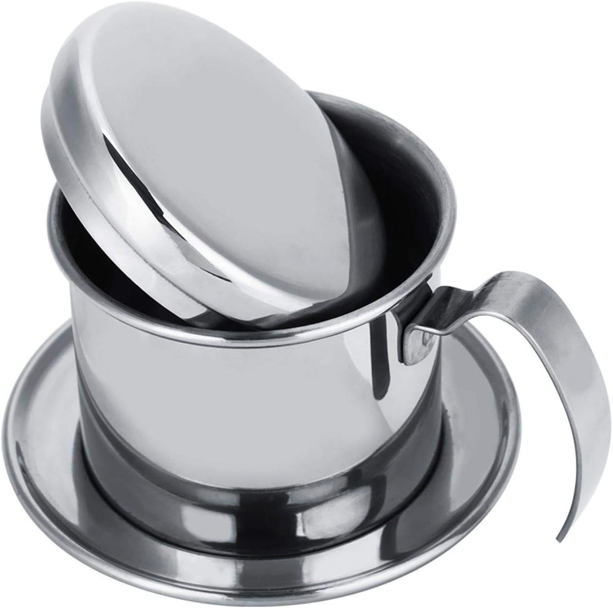 Vietnamese Koffie Maker - Herbruikbaar - Rvs Koffiefilter - Slow Coffee Maker - Cafetière Drip Gieter - Dripper Koffiemaker - Ideaal Voor Op Reis En Op De Camping - 10.1×7.5×8.1cm - Zilver