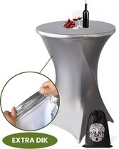 Statafelrok Zilver – ∅80-85 x 110 cm met Opbergtas – Statafelhoes Stretch Stof – Kras- en Vouwvrije Statafel Rok Extra Dik – Zilveren Sta Tafelrok – Rode Statafelhoezen Voor Horeca, Evenementen, Feest, Bruiloft en Partijen