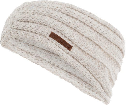Bandeau tricoté pour femme Knit Factory Joy - Bandeau - Cache Cache-oreilles - Cache-tête - Bandeau d'hiver - Beige - Taille unique
