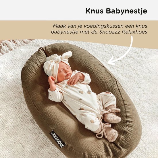 Snoozzz Voedingskussen Premium Kwaliteit - 185 cm - Microparel Vulling - Luxe Draagtas - Wasbare Hoes - Bouclé Bliss van Merkloos — afbeelding 3
